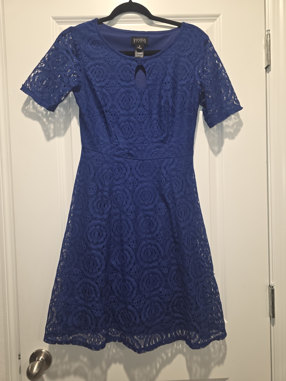 Enfocus Studio Cobalt Blue Lace A-Line Dress Size 6